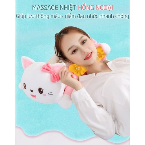 Gối nằm massage cổ vai gáy hồng ngoại pin sạc hello kitty YJ-68 - giá rẻ