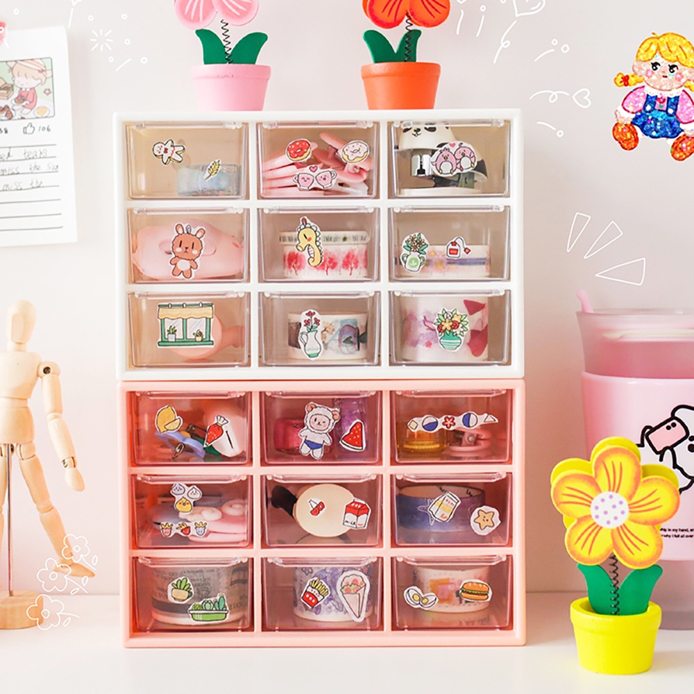 Flowertree Hộp Đựng Đồ Văn Phòng Phẩm 9 Ngăn Tiện Lợi