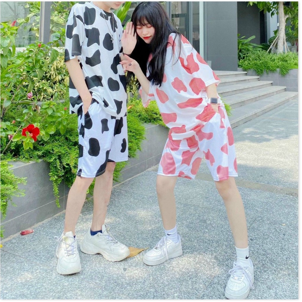 Set nguyên bộ bò sữa quần đùi áo thun ngắn tay chất thun cotton mềm mịn mát thời trang mùa hè, set đồ bộ mặc nhà | BigBuy360 - bigbuy360.vn