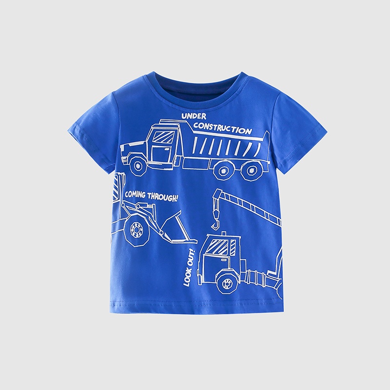 Áo Thun Cotton Tay Ngắn Cổ Tròn In Họa Tiết Hoạt Hình Dễ Thương Thời Trang Mùa Hè Cho Bé Trai