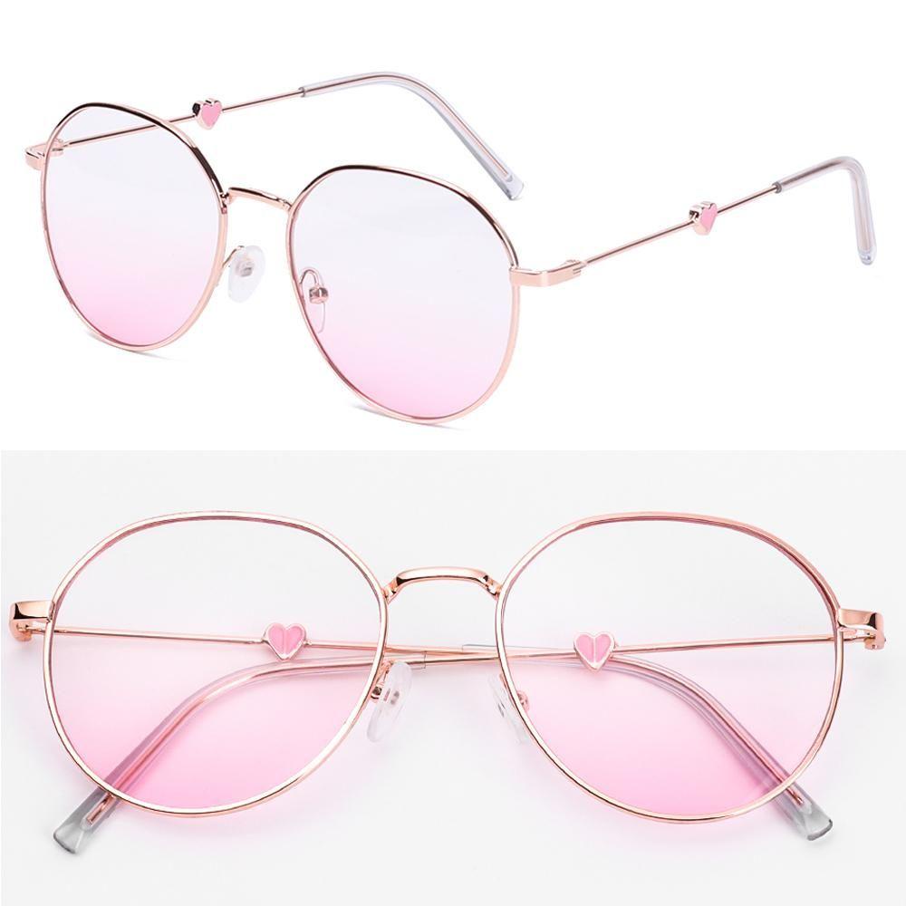 ORIENTLII Kính Đọc Sách Gọng Kim Loại Siêu Nhẹ Họa Tiết Trái Tim Màu Hồng Thời Trang