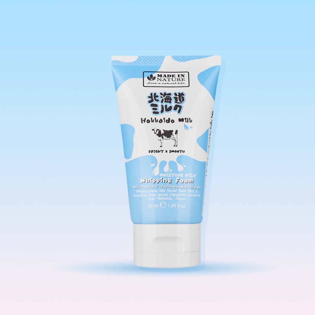 [DATE T8/2024]  Sữa rửa mặt dưỡng ẩm mịn da Hokkaido Made In Nature Whipping Foam 50ml