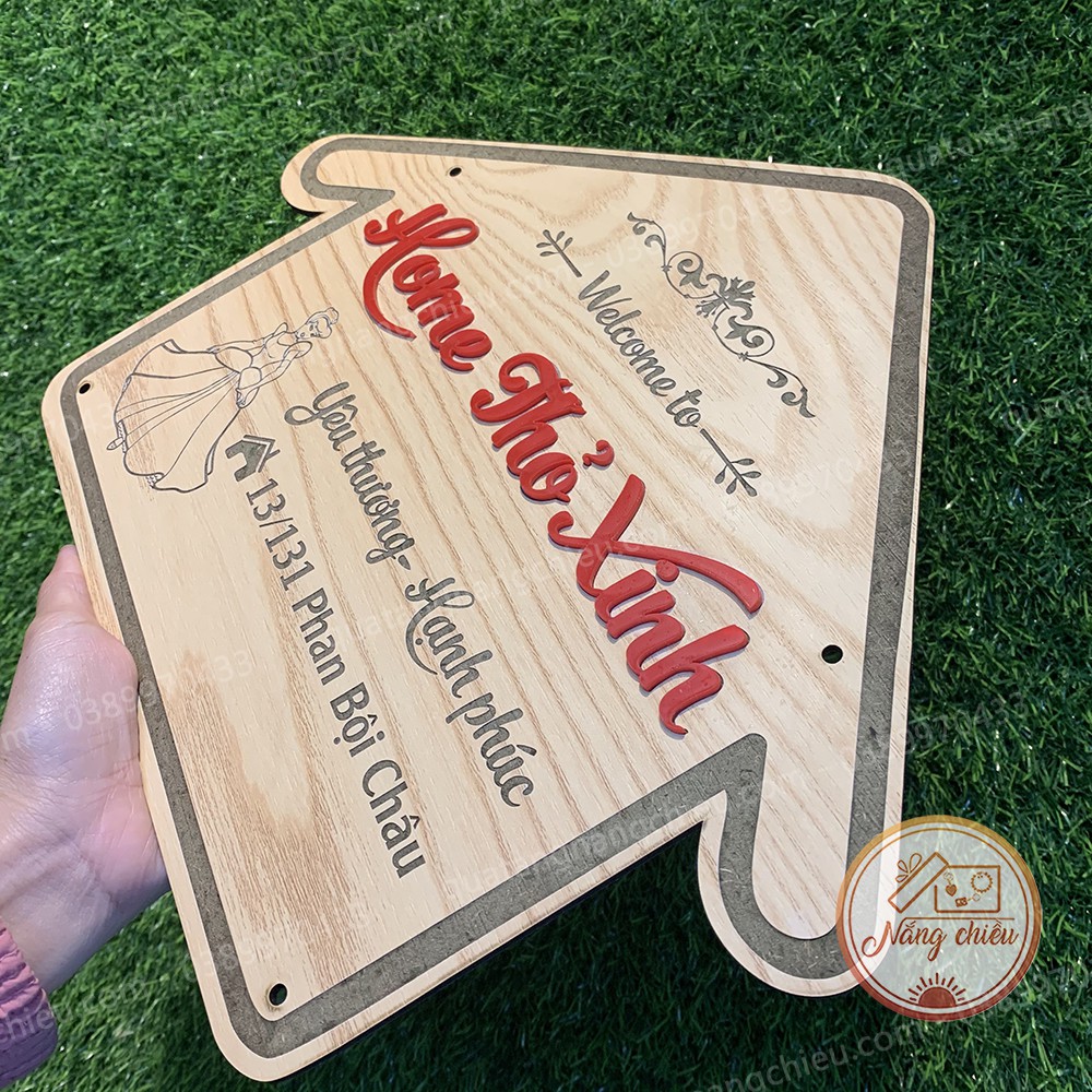 Bảng hiệu hình ngôi nhà ,Bảng gỗ shop khắc theo yêu cầu, Đa dạng mẫu mã cho khách yêu chọn lựa, khắc laze hiện đại