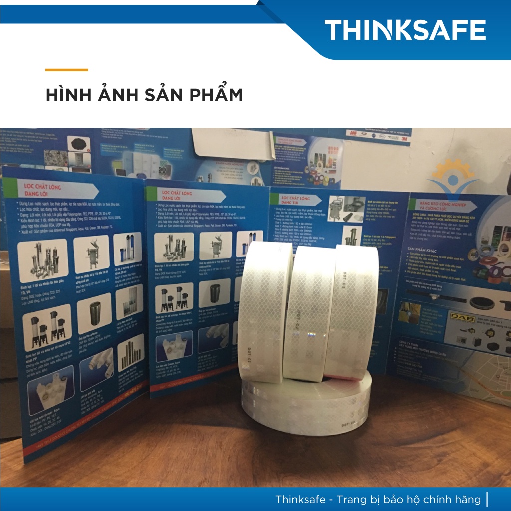 Băng keo phản quang 3M 983 Trắng, cấu trúc kim cương, sáng, bền màu (53.5mm x 1m) - Thinksafe