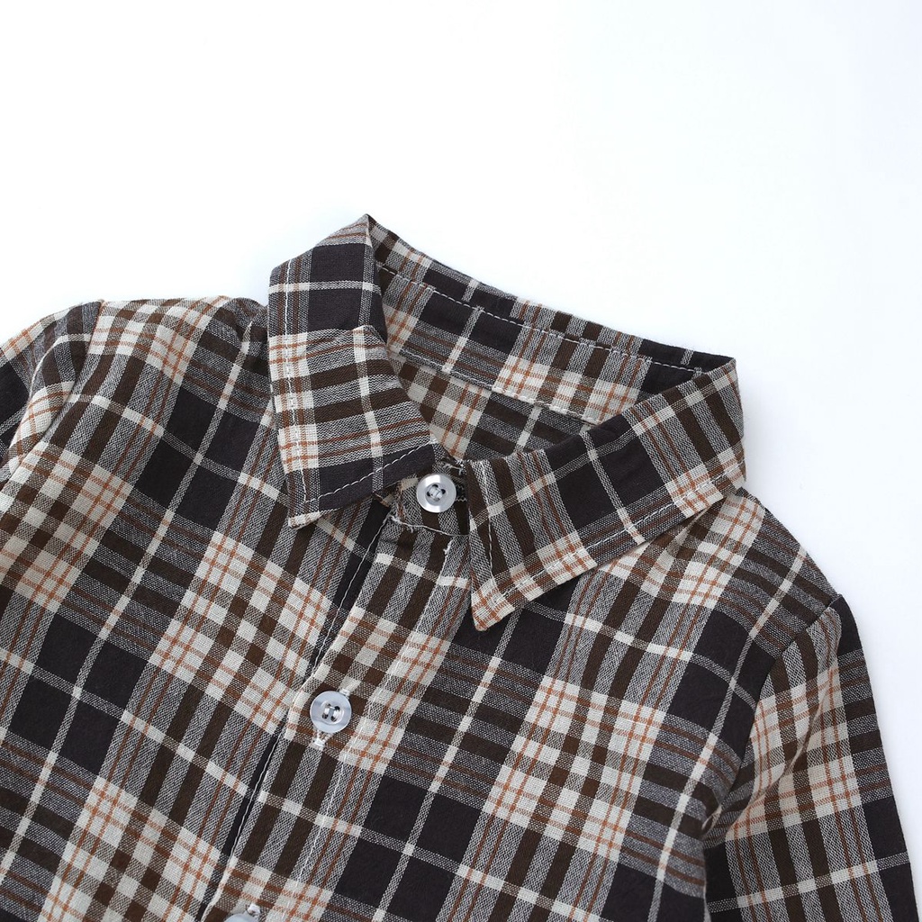 Sanlutoz Áo Liền Quần Tay Dài Họa Tiết Caro Cho Bé Trai Sơ Sinh