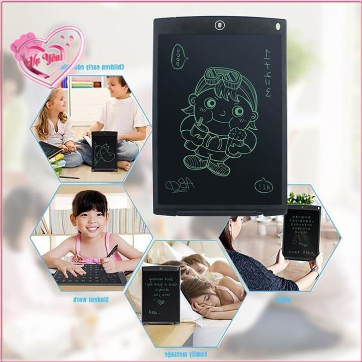 Bảng Viết Vẽ Điện Tử Có Nút Tự Xóa Thông Minh Màn LCD 8,5inch Cao Cấp