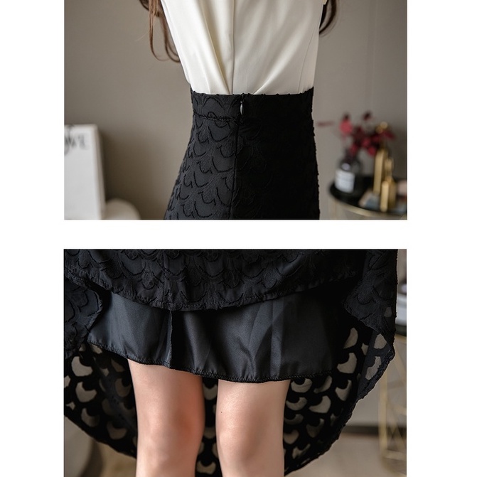 Chân Váy Chiffon Chữ A Eo Cao Dáng Dài Qua Gối Phối Viền Lớn 2 Màu Tùy Chọn Thời Trang Mùa Thu Mới