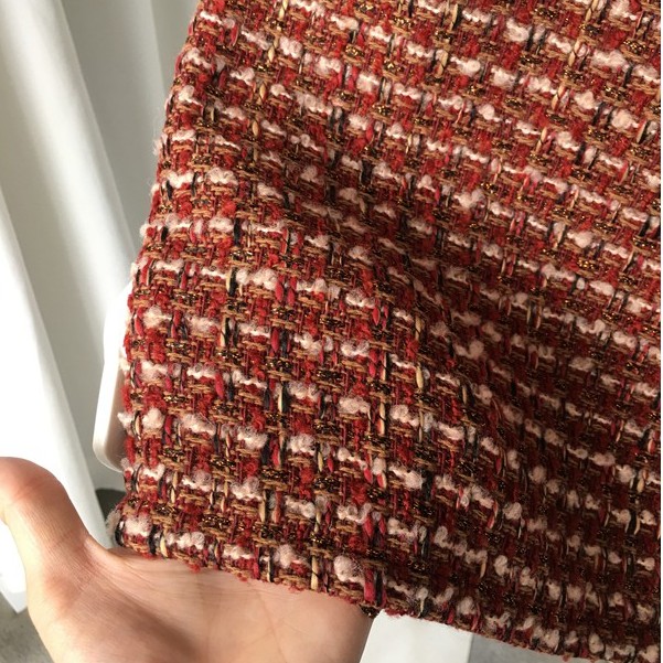 [Mã FADIRECT20 giảm 20K đơn 150K] Chân váy mini caro vải tweed đỏ - V664 | BigBuy360 - bigbuy360.vn