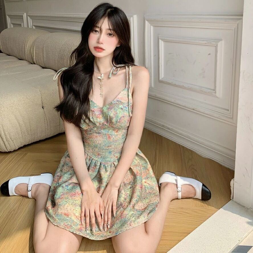 (SẴN S) Váy hai dây retro (Kèm ảnh thật) | BigBuy360 - bigbuy360.vn