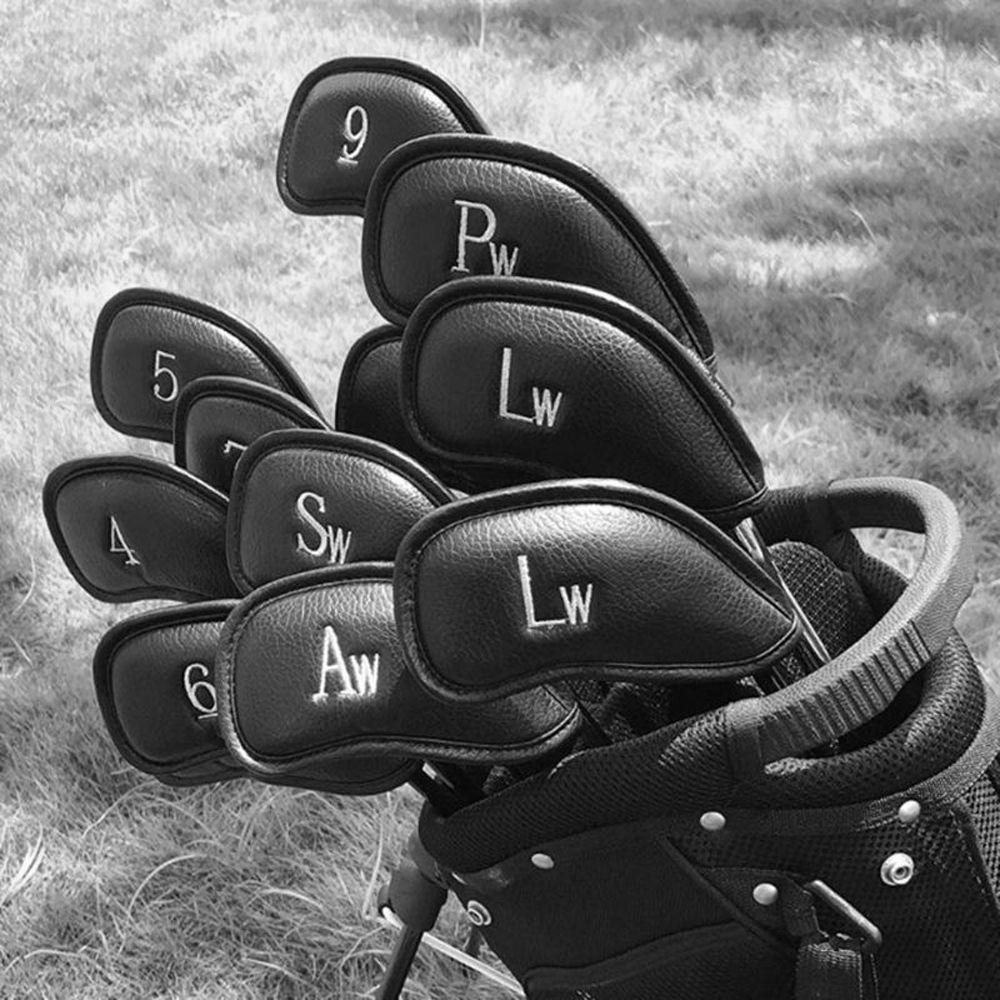 ELLSWORTH Set 12 Vỏ Bọc Bảo Vệ Đầu Gậy Đánh Golf Bằng Sắt Màu Đen