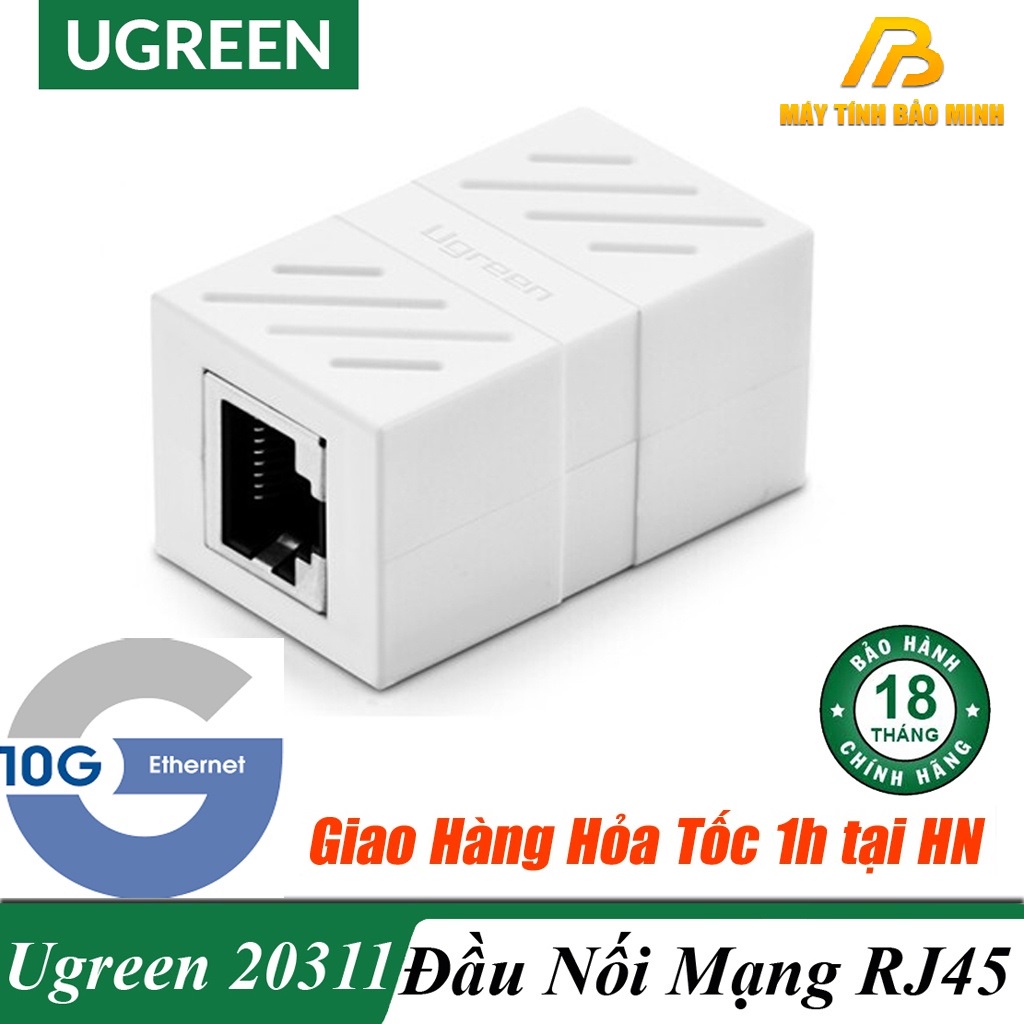 Đầu nối mạng Ugreen 20311 chuẩn Cat6 10Gbps màu trắng - Hàng chính hãng