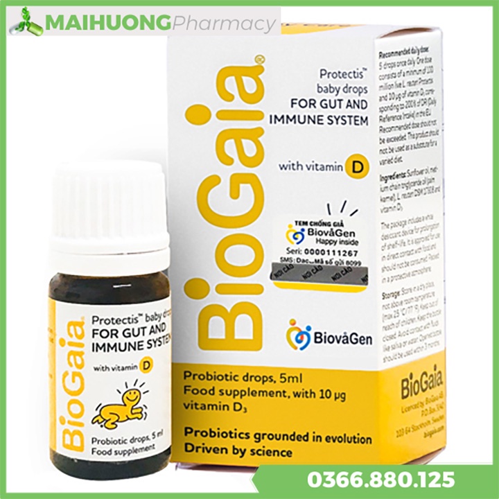 Biogaia protectis baby drops whit vitamin D Bổ sung vi khuẩn có lợi và vitamin D3 cho đường tiêu hóa