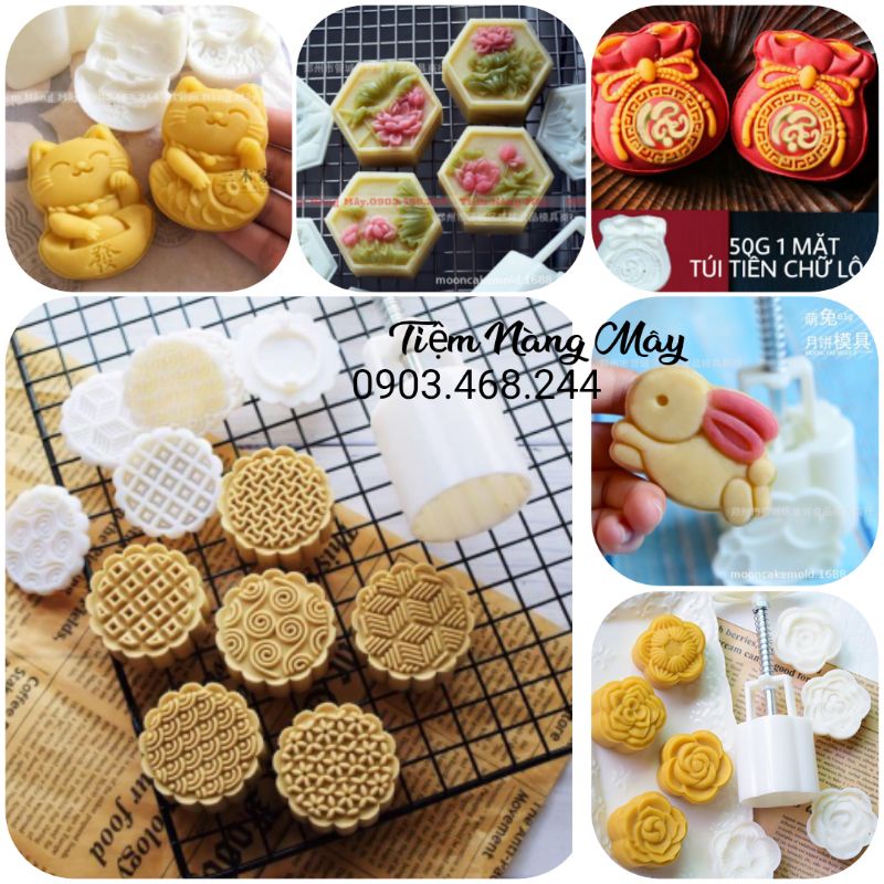 Khuôn trung thu, khuôn bánh dứa 50g -75g các mẫu (tặng ct vỏ)