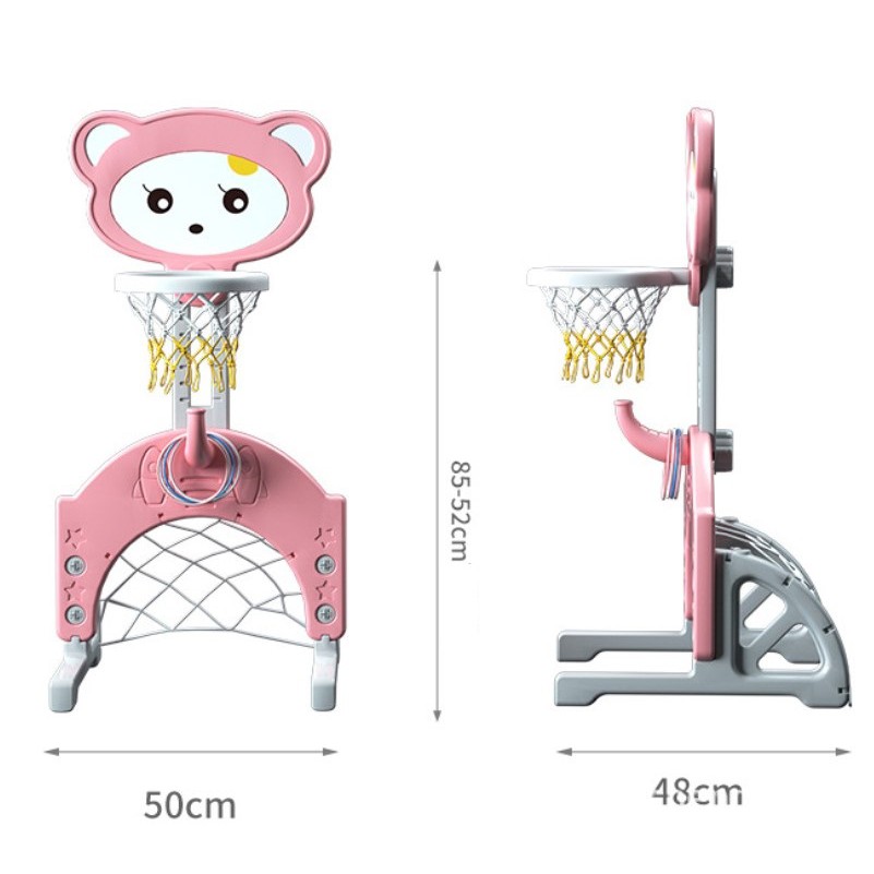 Giá đỡ bóng rổ trẻ em có thể nâng lên và hạ xuống trong nhà cho bé 1-6 tuổi - Đồ chơi bóng rổ tại nhà cho bé hình gấu