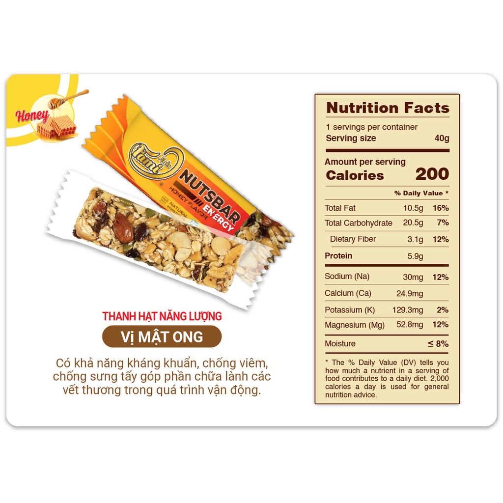 Thanh Hạt Năng Lượng FAMINUTS Nutsbar Energy 40g - Thực Phẩm Tiếp Năng Lượng Lành Mạnh