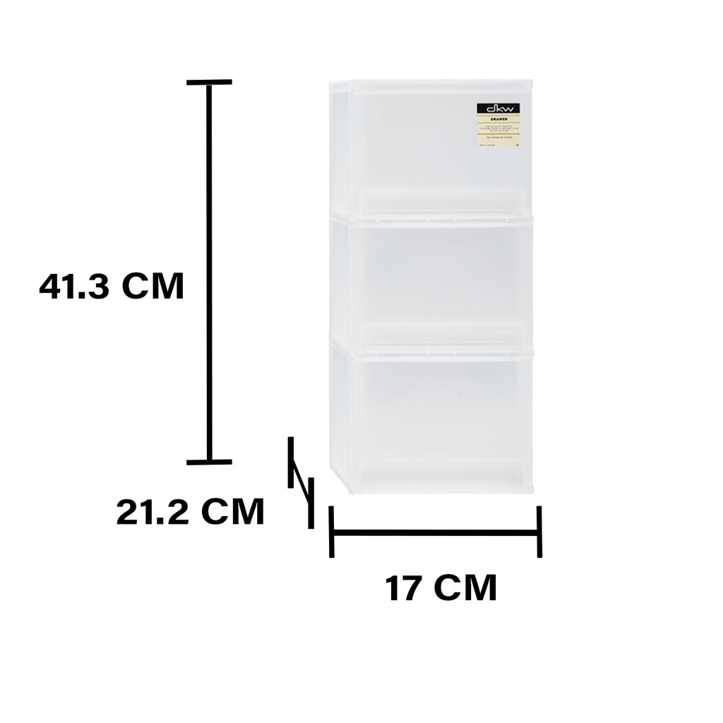 HomeBase DKW Tủ nhựa 3 tầng Thái Lan W17xD21.2xH41.3 màu Trắng