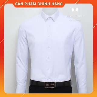 Áo sơ mi nam dài tay áo sơ mi trắng vải lụa nến không nhăn thời trang cao cấp
