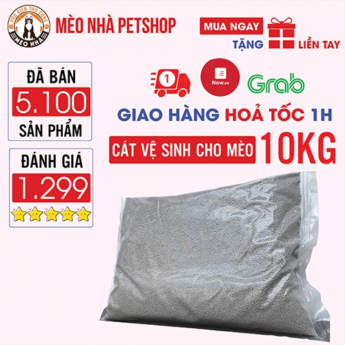 lh Cát Vệ Sinh Cho Mèo 10kg hàng việt nam 100% hạt nhỏ thơm dịu thích hợp cho Munchkin, Scottish, hamster, thỏ