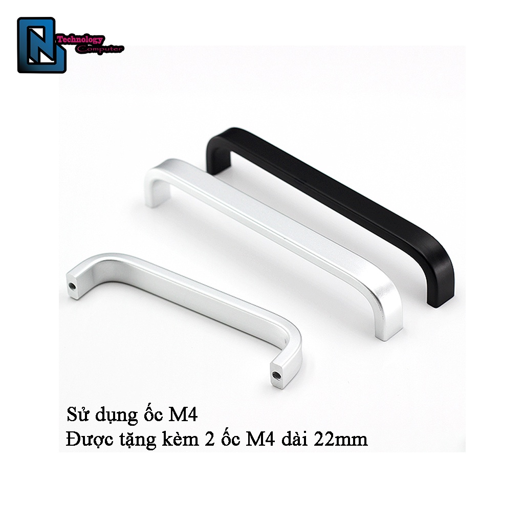Tay Cầm Kim loại Nhôm Nguyên Khối 2 Màu Đen Bạc Tặng Kèm Ốc