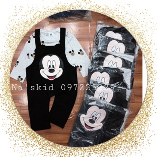 Set yếm kèm áo mickey màu đen cho bé trai bé gái