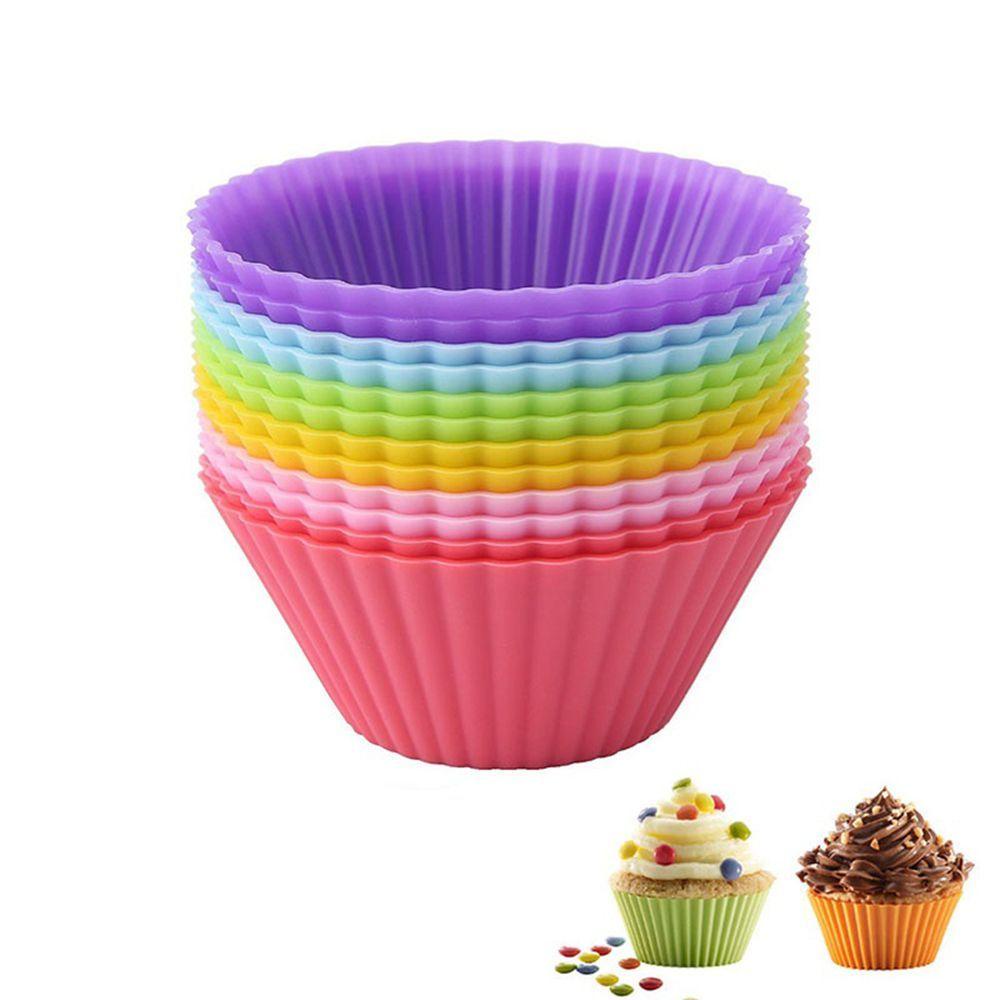 AUGUSTINA Set 6 Khuôn Làm Bánh Cupcake Nhiều Màu Sắc Ốp