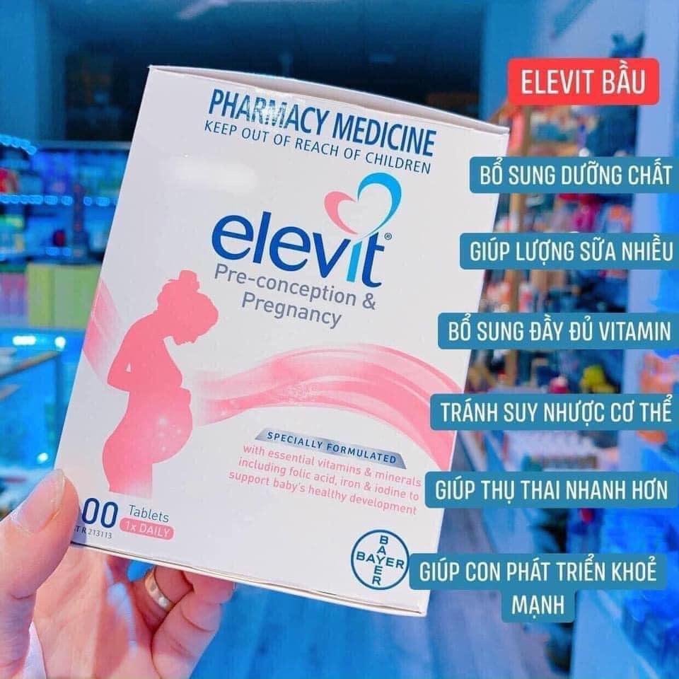Vitamin tổng hợp Elevit cho mẹ bầu mẫu mới - Bổ sung acid Folic , sắt , multivitamin hàm lượng cao