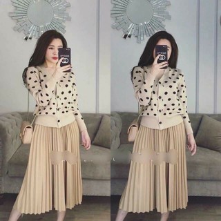 Chân váy xếp ly ánh nhũ
