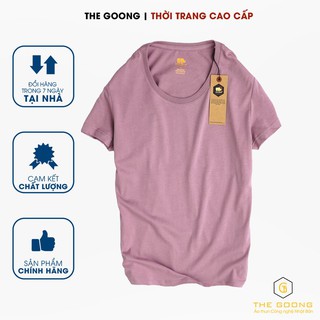 Áo Phông Trơn Nữ TheGoong Cổ Tròn, Áo Thun Nữ Basic Cotton Cao Cáp Hàng Hiệu Thoáng Mát Kháng Khuẩn Tay Ngắn Hồng Ruốc