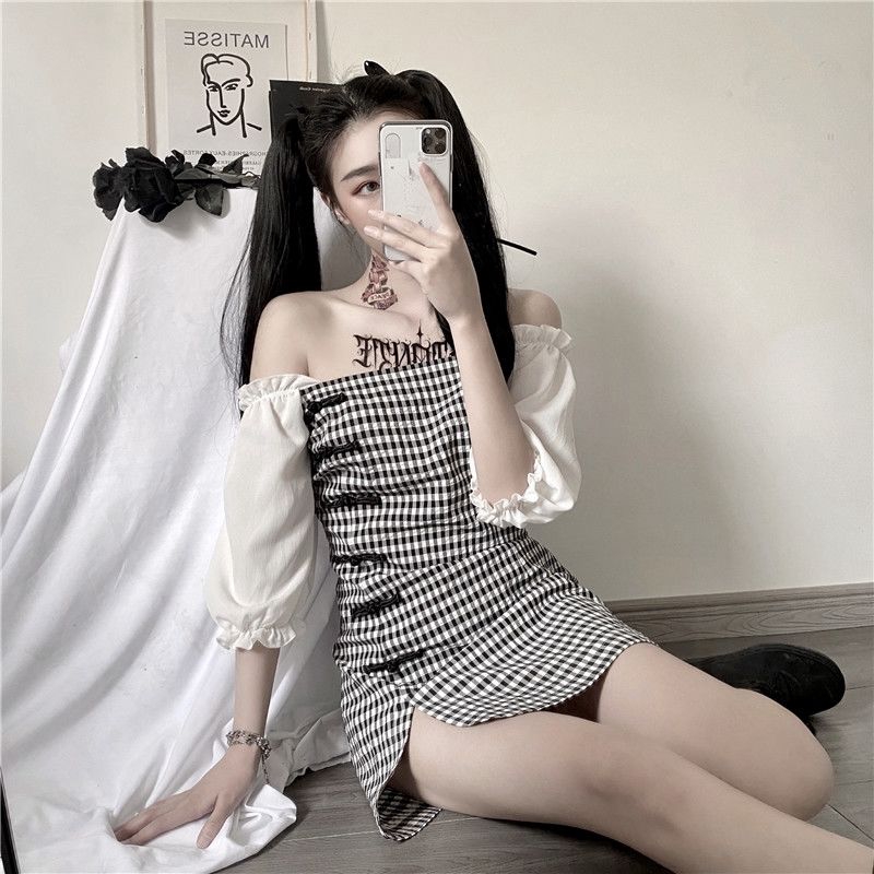Đầm Sườn Xám Cách Tân Trễ Vai Tay Phồng Thời Trang Cho Nữ | BigBuy360 - bigbuy360.vn