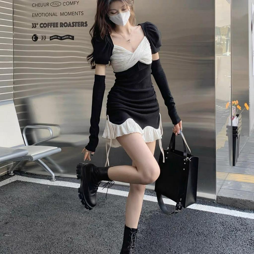 ĐẦM ĐEN PHỐI NƠ NGỰC TRẮNG BÈO TRẮNG RÚT ĐEN (TH)