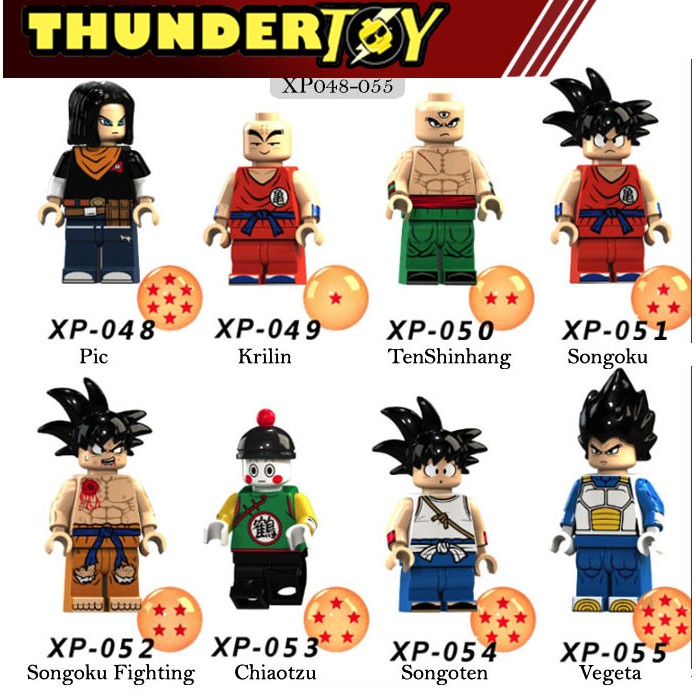 Minifigure các nhân vật Dragon Ball. Pic, krilin, tenshinhang, songoku, chiaotzu, vegeta, songoten