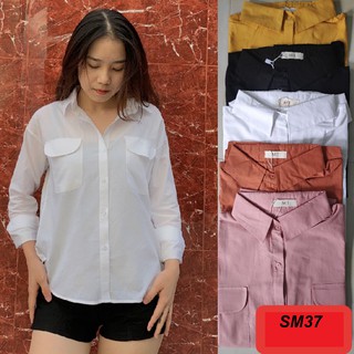 Áo sơ cotton nữ From rộng SM37