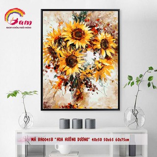 Tranh sơn dầu số hóa DIY tự vẽ lọ hoa hướng dương mã BH0045B - HaLa Store