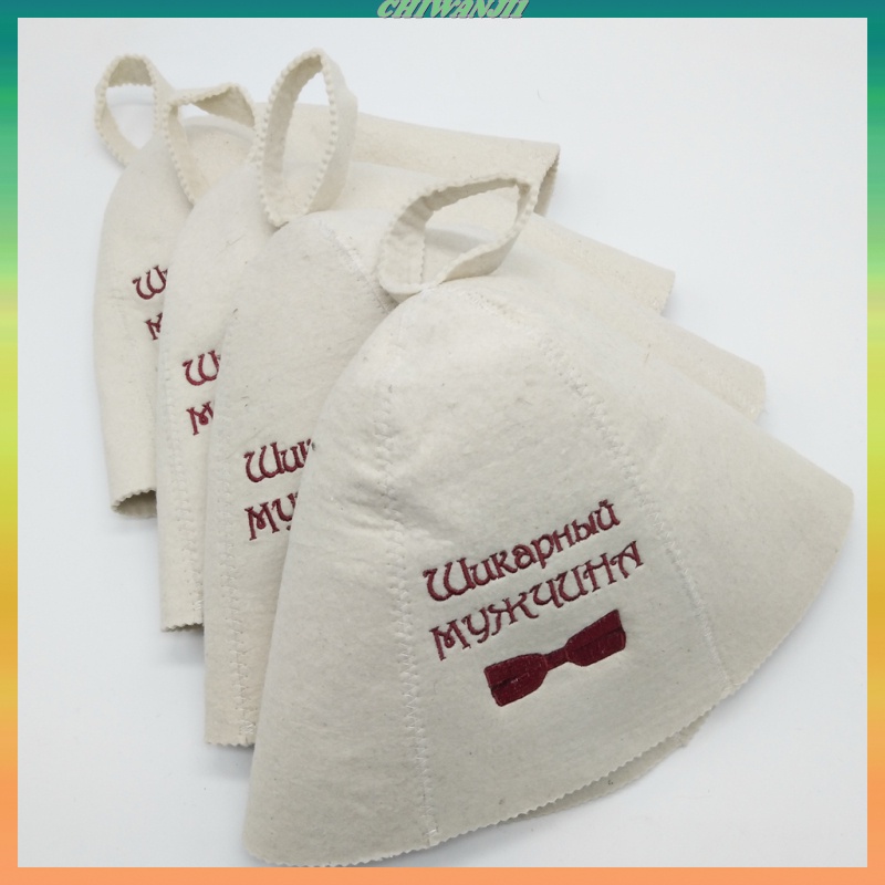 Nón Len Trùm Đầu Thêu Họa Tiết Unisex # 1 Cho Phòng Tắm / Xông Hơi