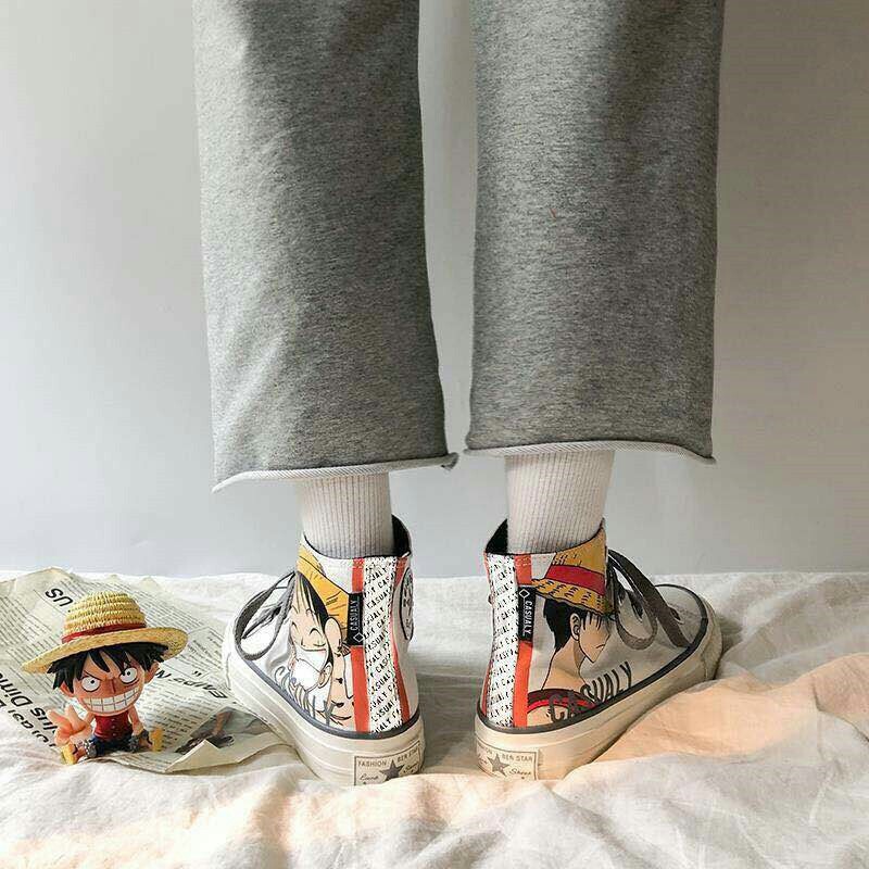 Giày Ulzzang dáng Converse hình anime one piece siêu ngầu