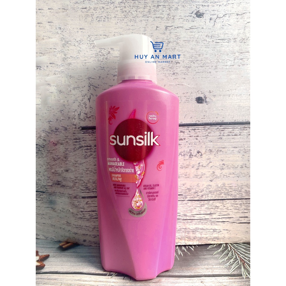 [FREESHIP] dầu gội và dầu xả Sunsilk mềm mượt và phục hồi tóc hư tổn Thái Lan màu hồng 425ml và 425ml