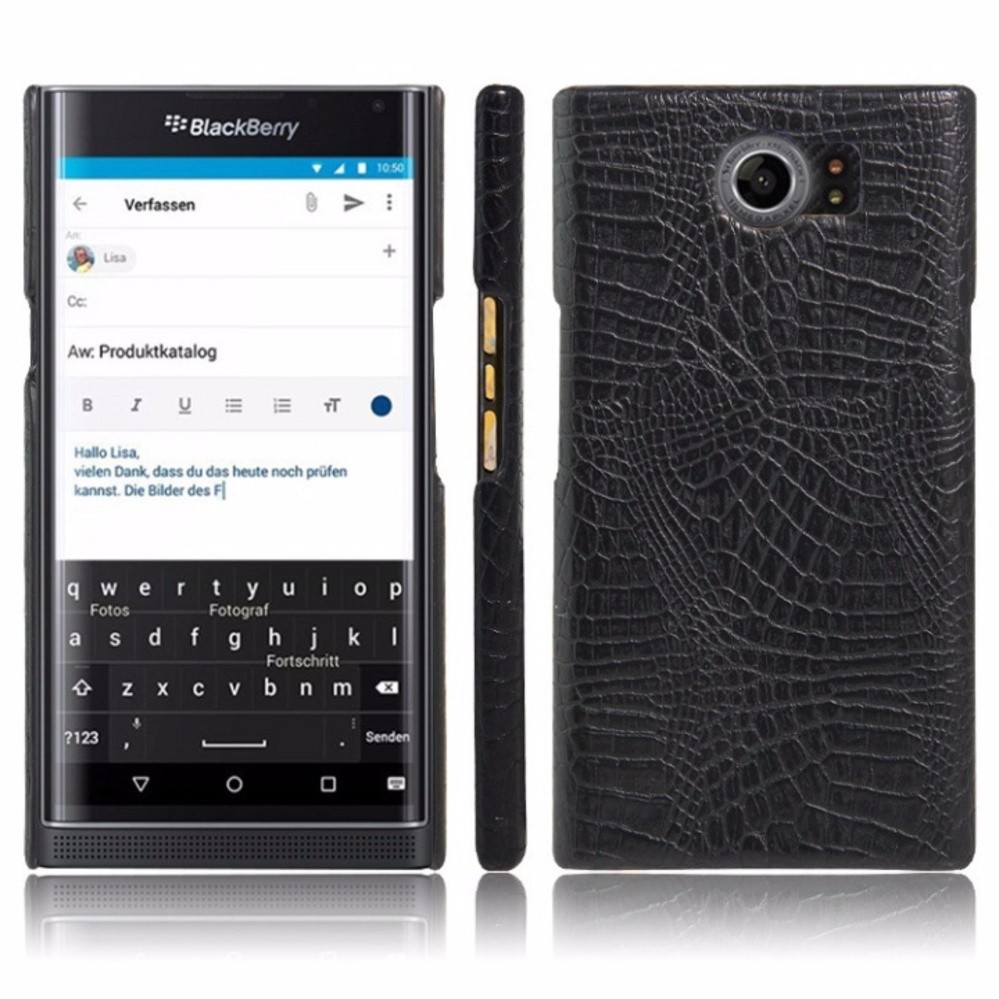 Ốp Lưng Blackberry Priv Vân Cá Sấu Màu Đen