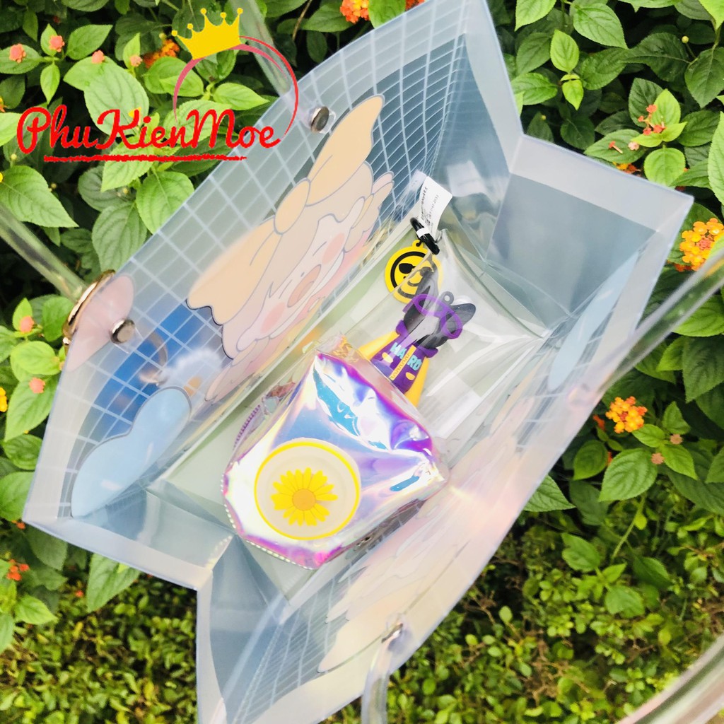 Túi plastic đã năng đựng đồ dùng, đồ trang điểm tiện lợi dễ thương màu xanh dương handmade