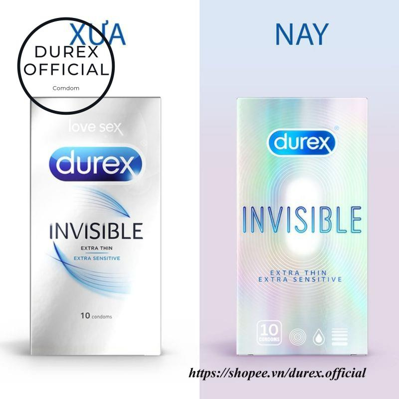 Bao cao su Durex Invisible Extra Thin extra sensitive siêu mỏng siêu mạnh chân thật hương yêu hộp 10c [Che tên sản phẩm]