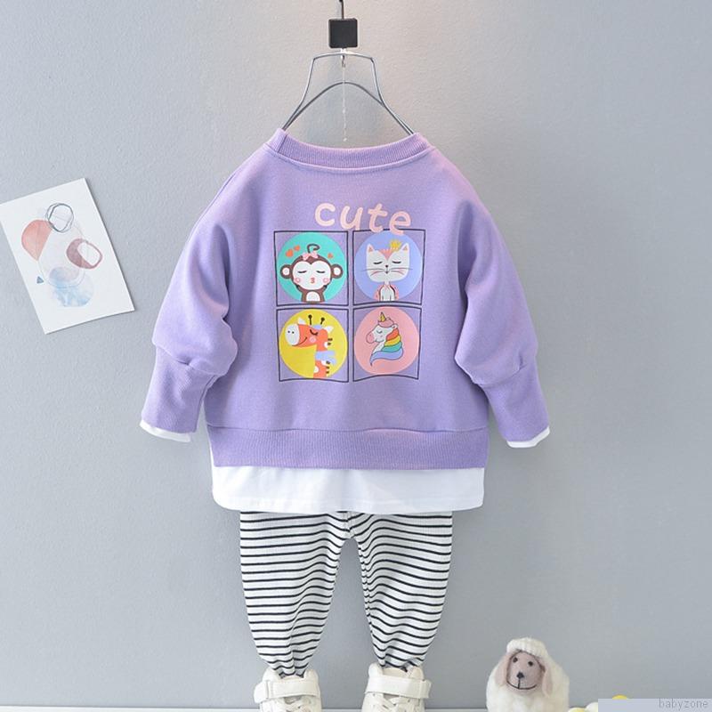 Bộ quần áo sweater cổ tròn phong cách Hàn quốc cho bé gái