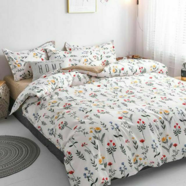 Bộ Chăn Ga Gối Hoa Ga Be Cotton Poly Nhập Khẩu