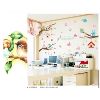 Decal dán tường vườn chim - giấy dán tường