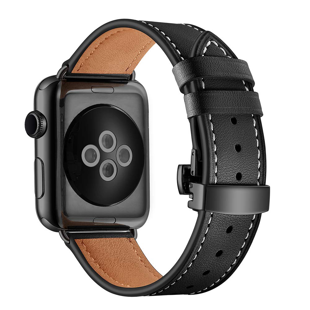 Dây đeo cổ tay bằng da thật thay thế cho đồng hồ Apple Watch 38mm 40mm 42mm 44mm series 6 SE 5 4 3 2 1