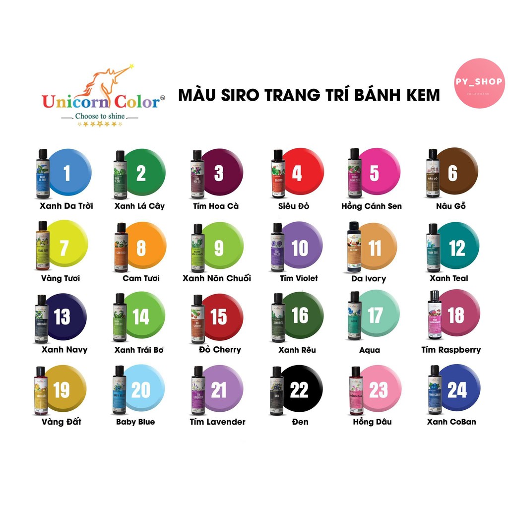 Màu thực phẩm Unicorn 210g, siro trang trí bánh kem