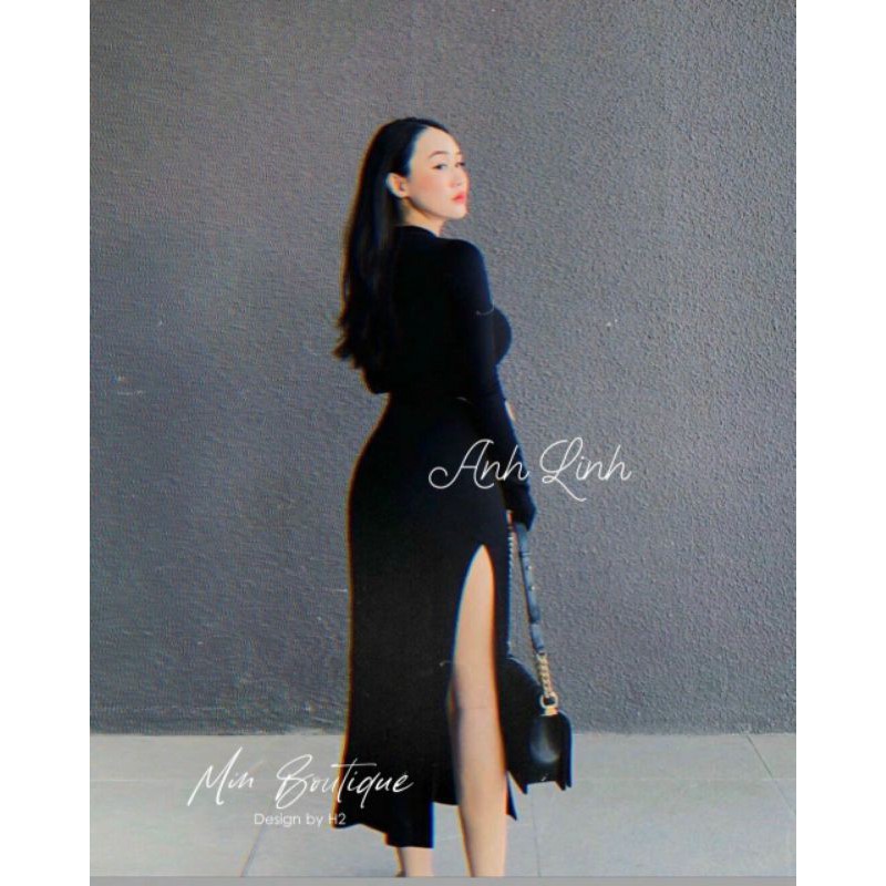 Váy ôm body xẻ cạnh tay xỏ ngón