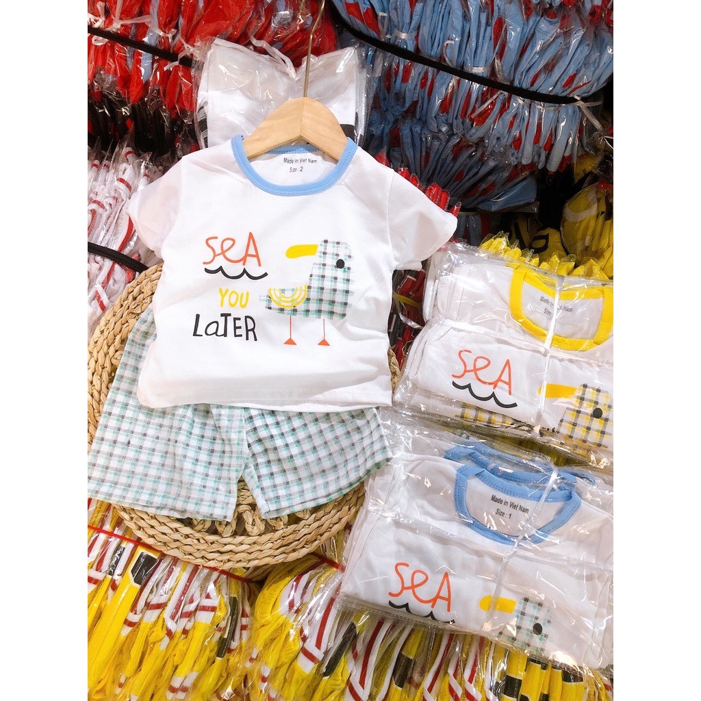 Quần Áo Trẻ em Bi Kids Bộ Cộc Tay Thời Trang Cho Bé In Hình Chú Chim Đáng Yêu Chất Cotton An Toàn