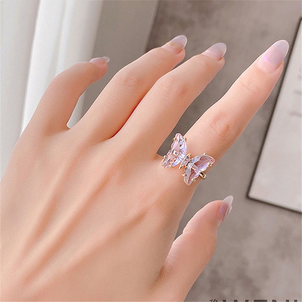 Nhẫn Hở Trong Suốt Hình Bướm Nhiều Màu Sắc Đơn Giản Thanh Lịch Cho Nữ