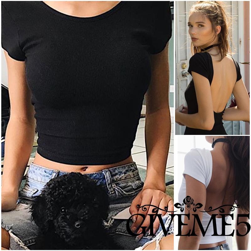 Áo croptop tay ngắn hở lưng gợi cảm dành cho nữ