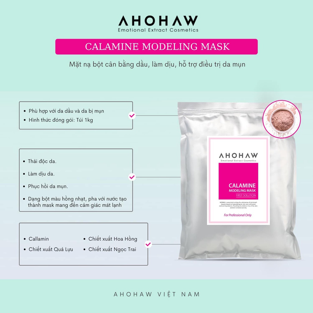 Mặt Nạ Bột Da Mụn Ahohaw Calamine Modeling Mask ( 1kg ) - Hàng Chính Hãng