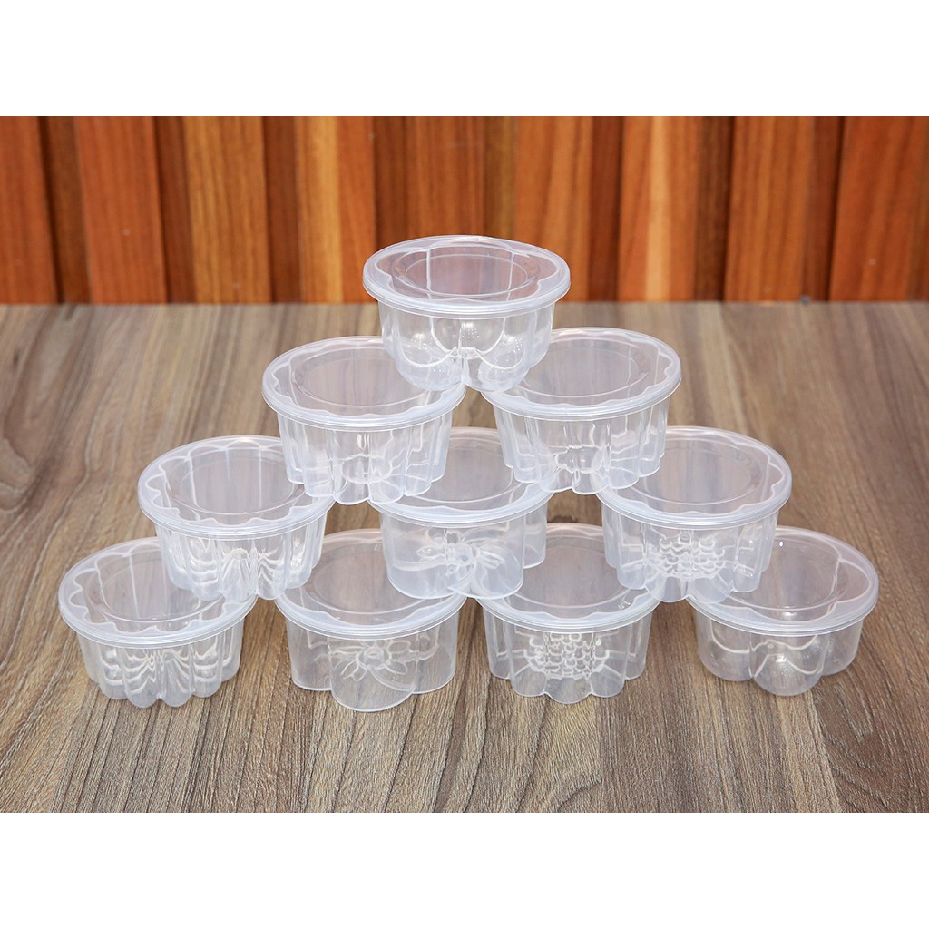 BỘ 10 KHUÔN LÀM RAU CÂU BÁNH FLAN 6CM CHỊU NHIỆT TRONG LÒ HẤP KÈM NẮP ĐẬY